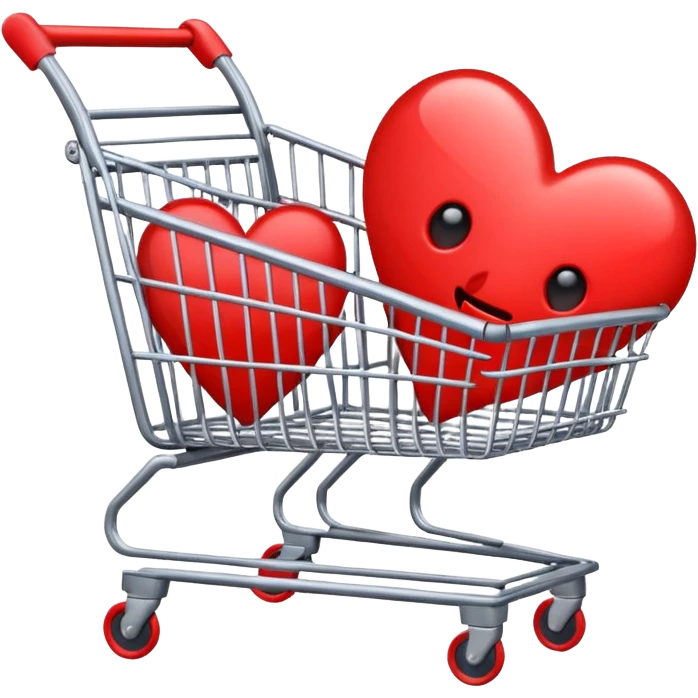 emoji of empty shopping cart with broken heart inside emoji