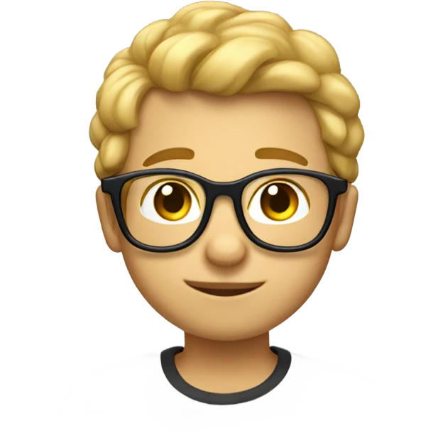 niño con lentes de 15 años de pelo rubio emoji