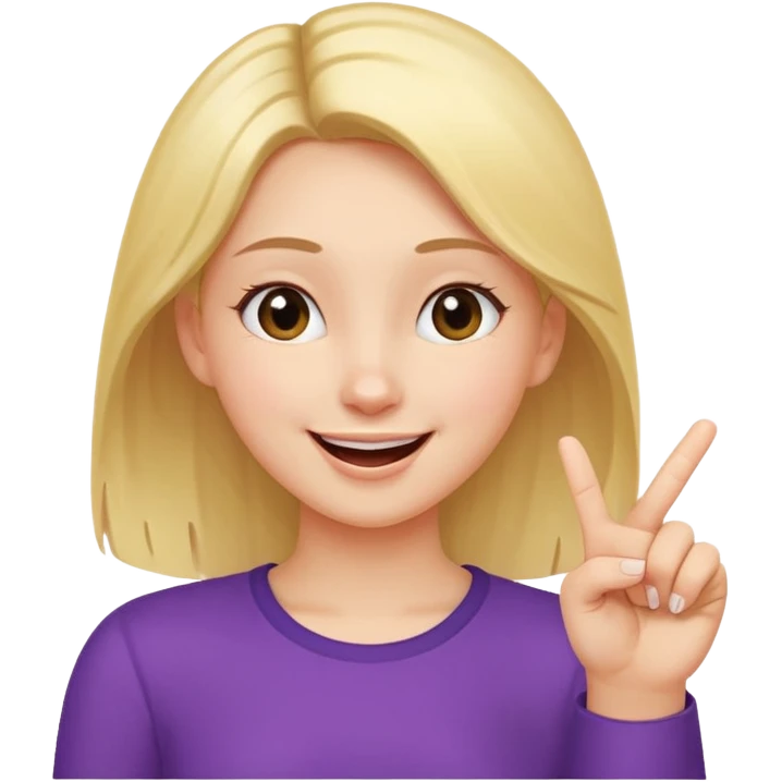 girl with her hand up holding her thumb and index finger close together tip to tip giggling emoji