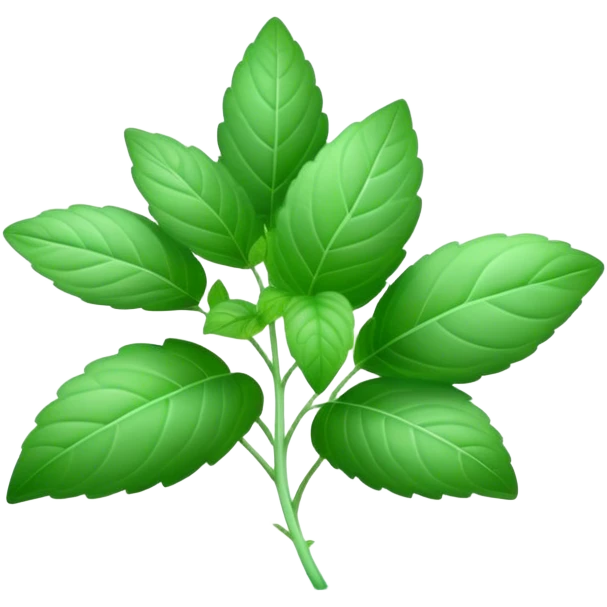 Cinematic Realistic Mint Emoji, Fresh and lively, with deep green leaves covered in tiny veins, emanating a cool, refreshing aroma. The plant’s soft, rounded edges sway gently in the breeze, inviting calm and relaxation. Soft glowing outline, capturing the essence of freshness and cooling fragrance in a fragrant mint plant! emoji