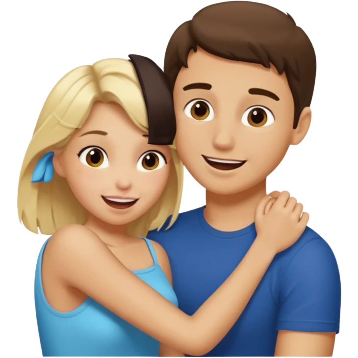 Emoji blonde girl lovingly , biting a brunette man’s arm emoji