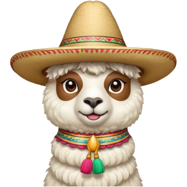 white alpaca wearing sombrero emoji
