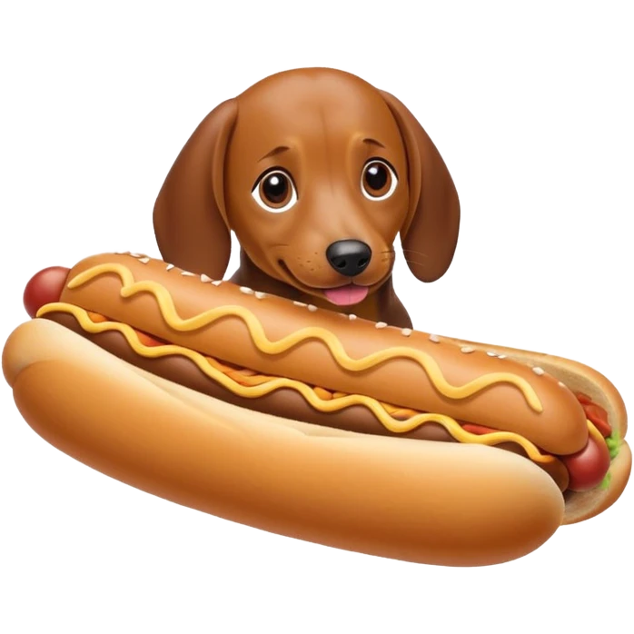 A Weiner dog inside a hotdog bun emoji