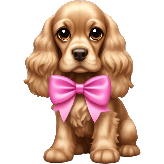 American Cocker Spaniel with pink bow emoji