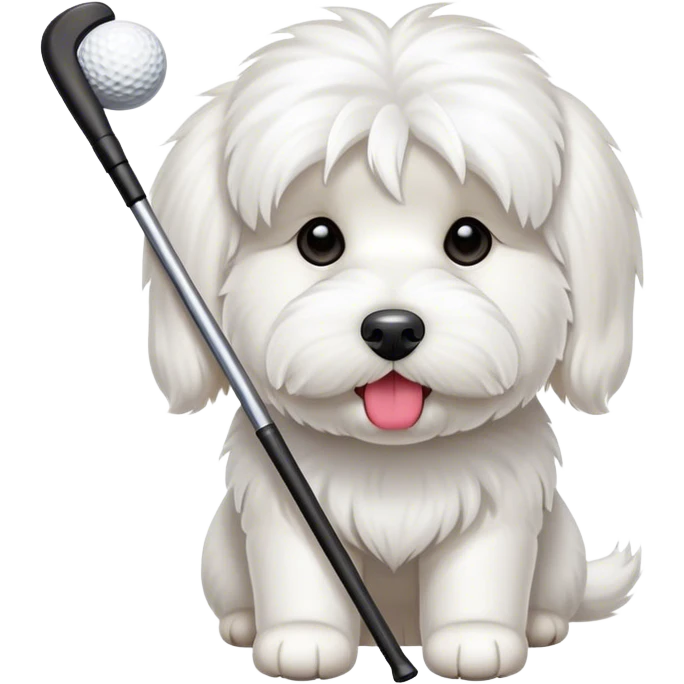 coton de tulear with golf club in mouth emoji