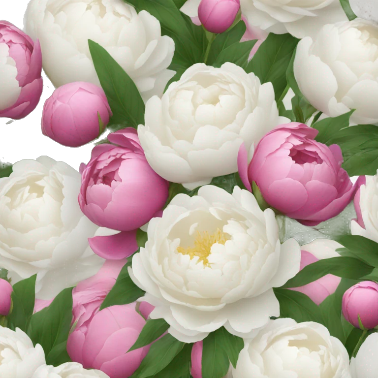 Bouquet with white and pink peonies  emoji