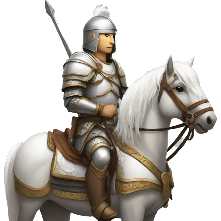 a white avar nomadic soldier on a horse from the side with little armor on emoji