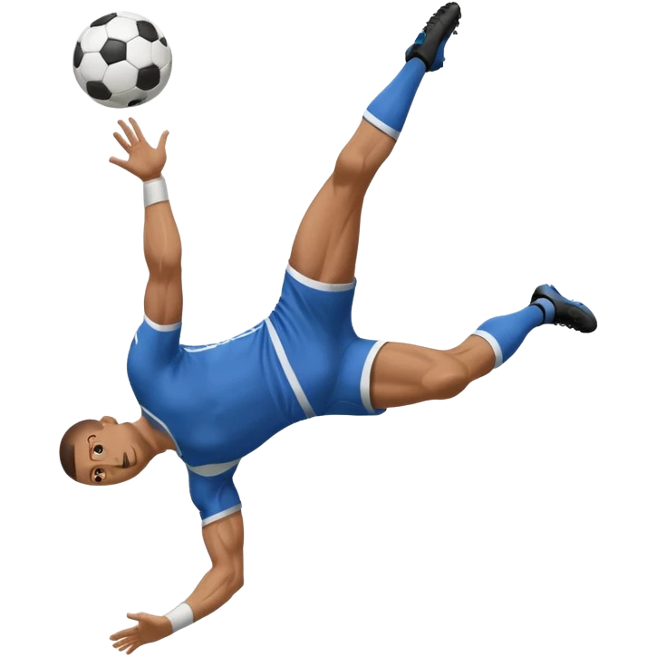 a man kicking a soccer ball, over-head scissors kick emoji