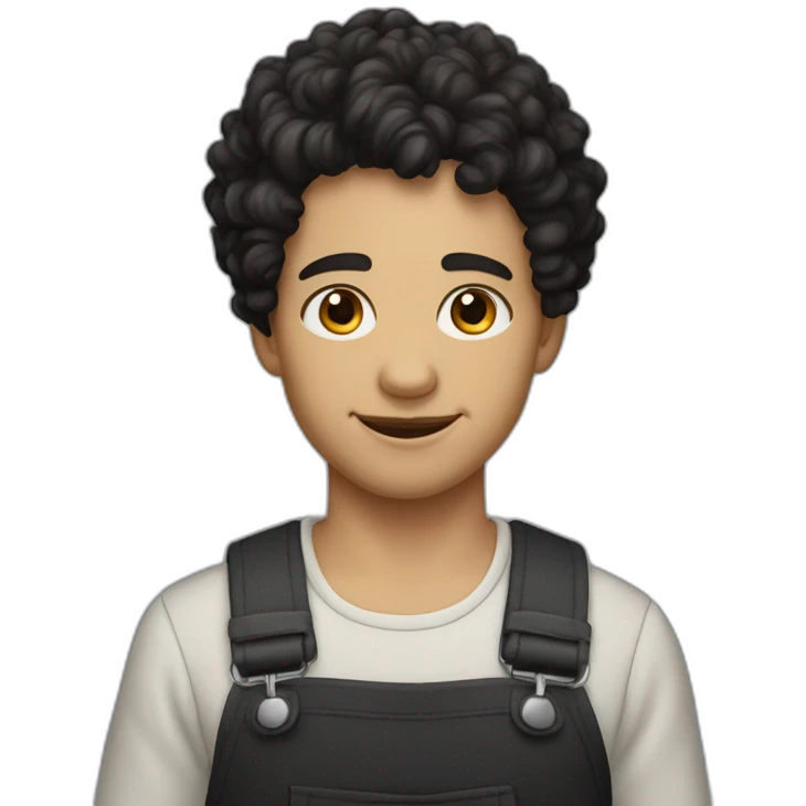 Young cobbler, white skin, black hair, curly hair,short hair, black eyes emoji