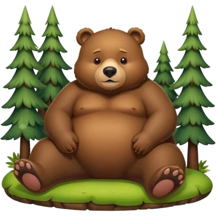 chubby bear lounging in a sunny forest emoji