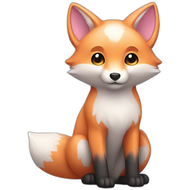half light blue half light pink fox emoji
