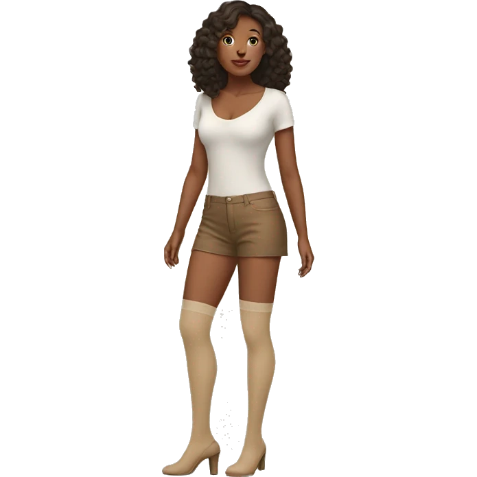 Women with beige thigh high stockings emoji