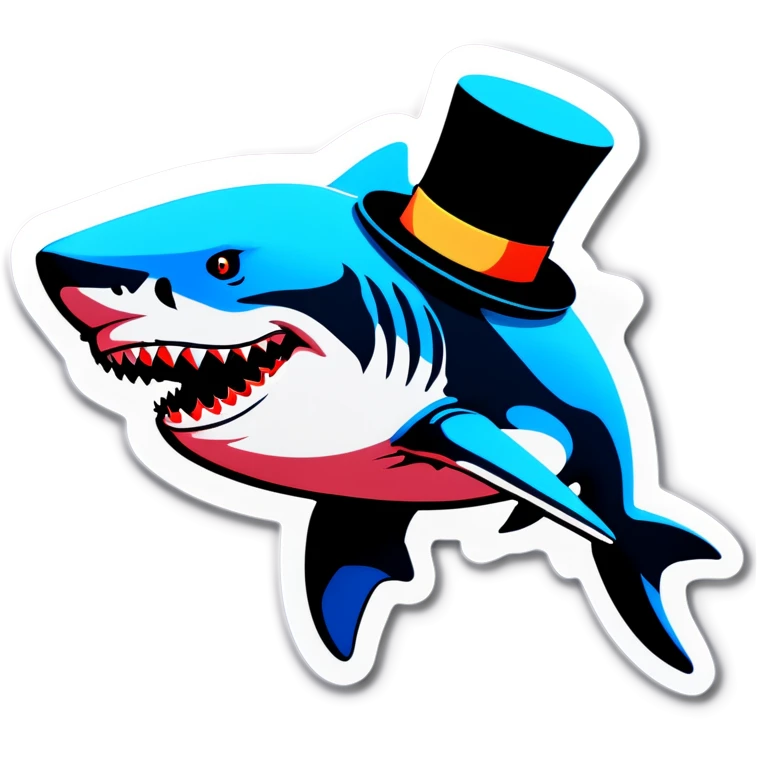 Shark with a top hat emoji