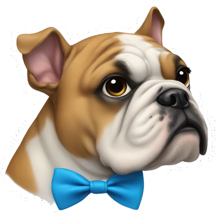 Cute bulldog wearing a blue bow tie  emoji