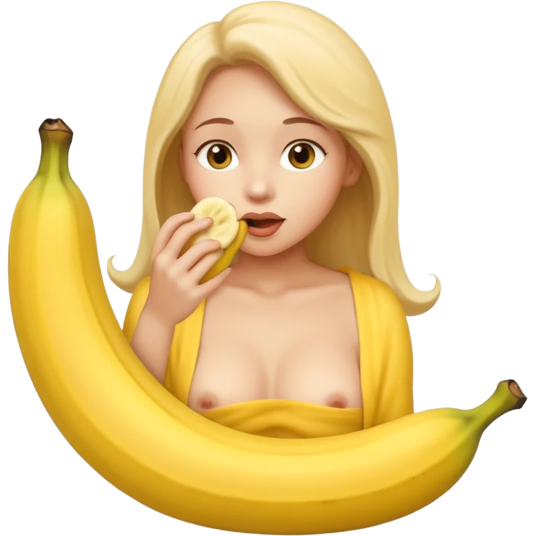 Nude woman sucking on a big banana  emoji