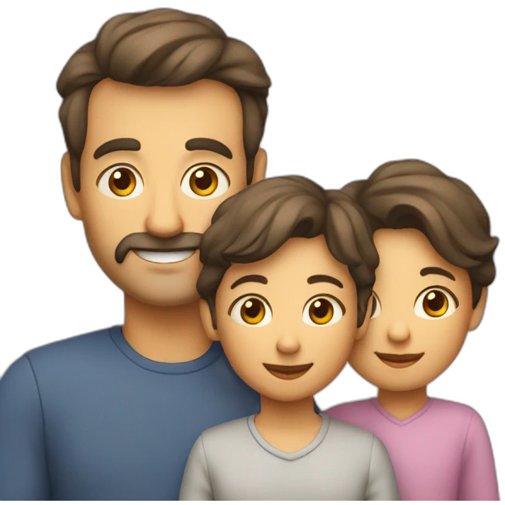 famille avec deux enfants, un mère et un père de 40 ans emoji