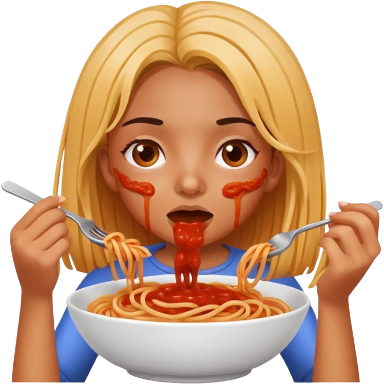 Girl eating spaghetti emoji