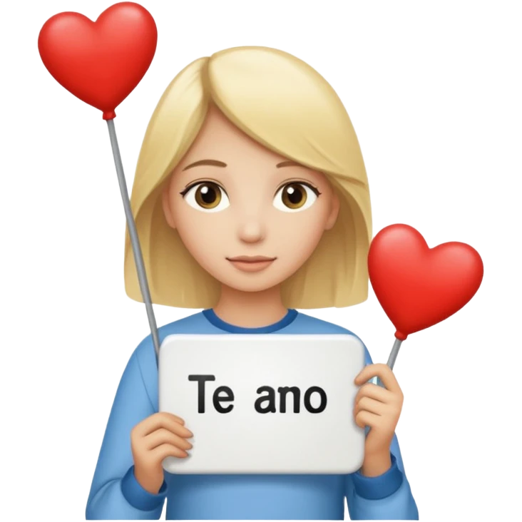 Chica rubia con letrero de te amo chito emoji