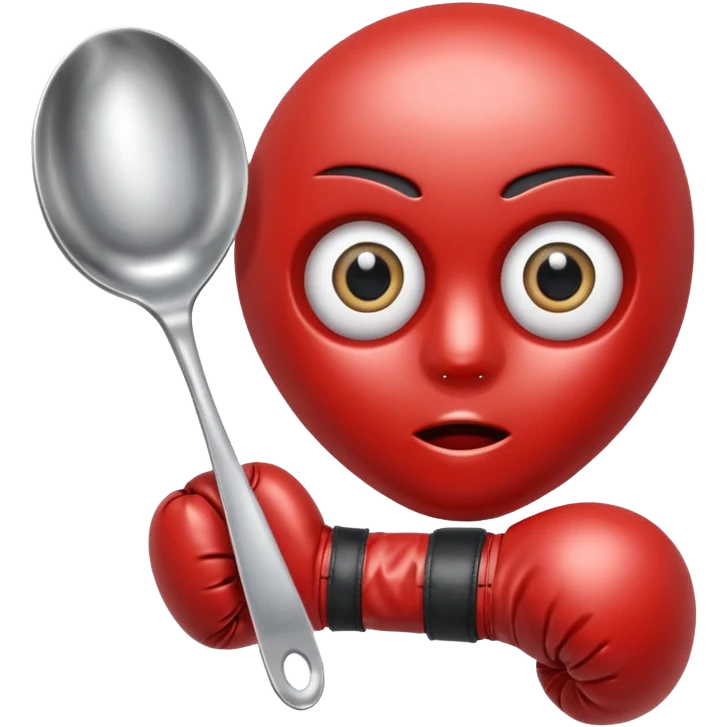 a spoon with the handle, with eyes and boxe gloves emoji