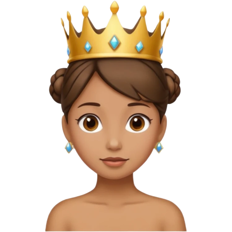 tạo cho tôi 1 cô gái da hơi ngăm đen đội vương miện và búi tóc emoji