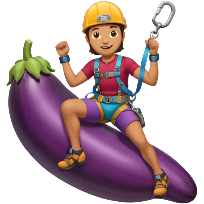 Rock climber Riding eggplant  emoji
