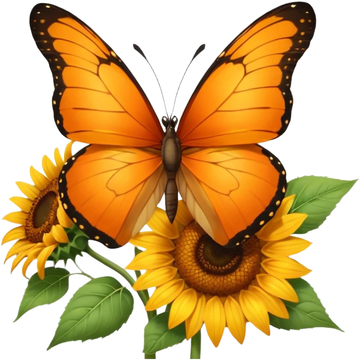 orange Butterfly on Sunflower side angle emoji