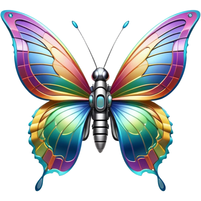 Robotic Iridescent Rainbow Cybernetic Futuristic Cyber Butterfly emoji