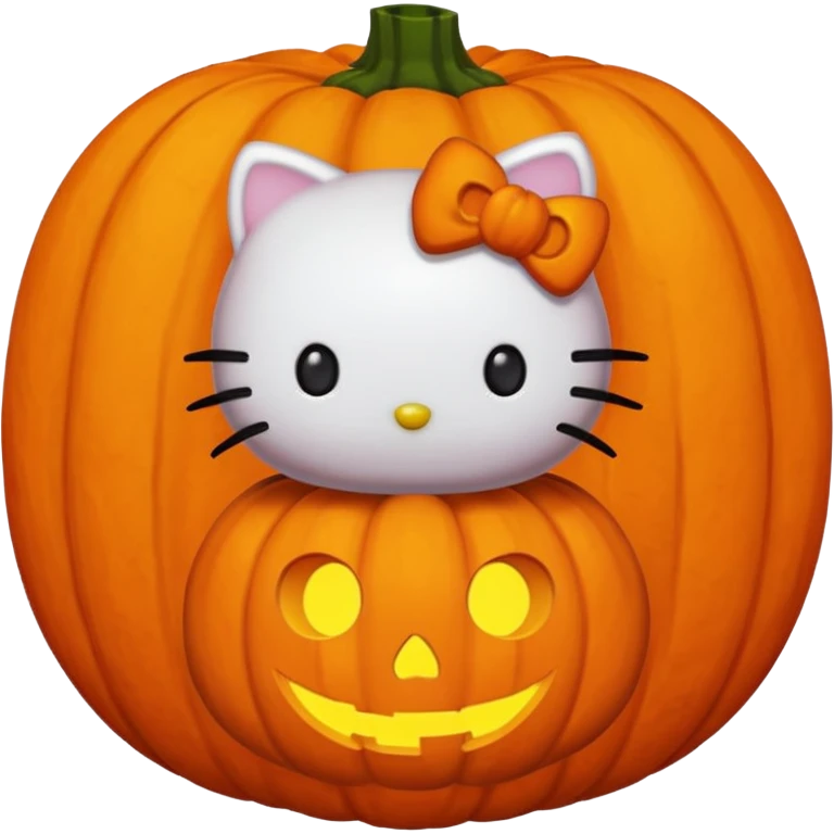 halloween version of hello kitty with pumpkin emoji