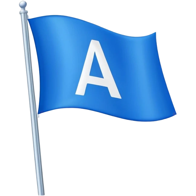 Blue flag with letter A logo, color code #2D69FF emoji