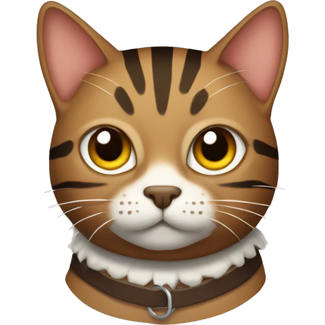 brown striped cat with spike collar emoji