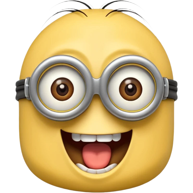 minion face emoji, playful and friendly, wide open mouth laughing emoji