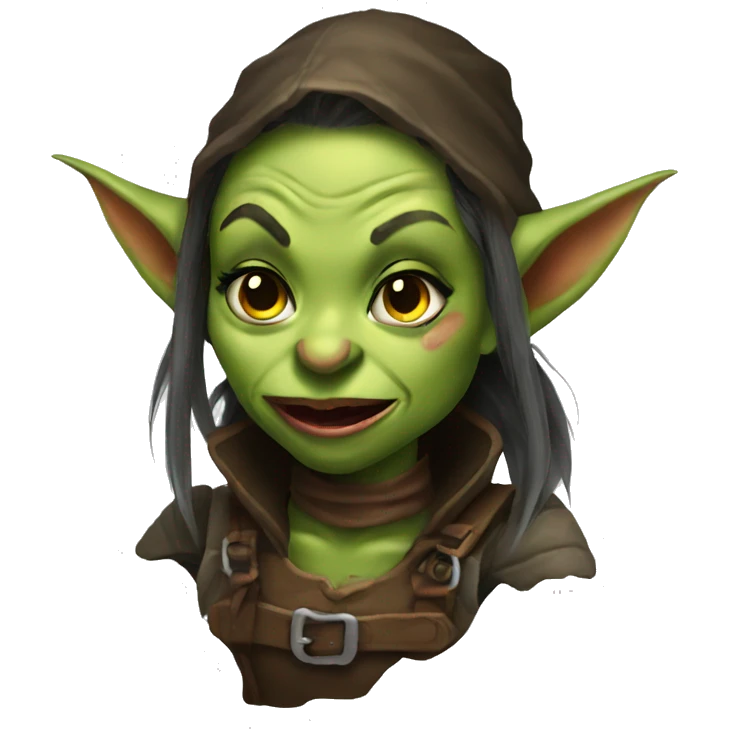 female goblin rogue sticking tongue out emoji