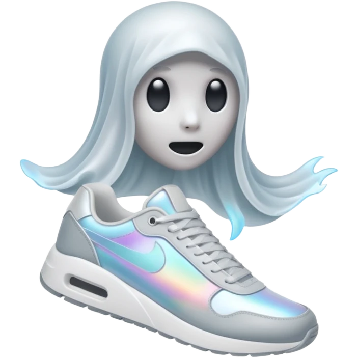 A holographic ghost wearing sneakers emoji
