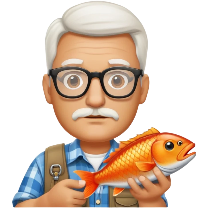 white Redneck wearing glasses with fish in hands emoji