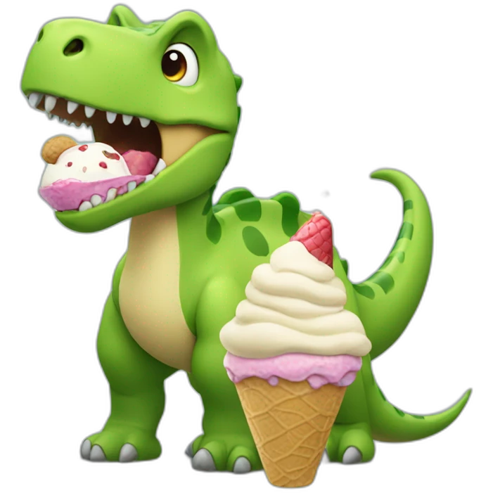 Dinosaur eating ice cream emoji