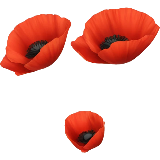 three red poppies with stems emoji