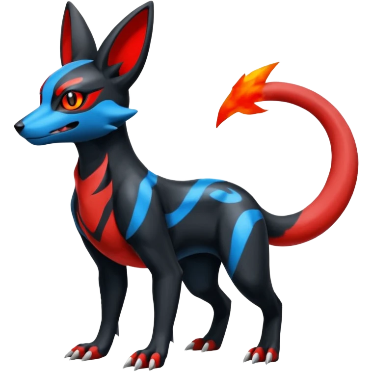 Umbreon-Lucario-Salandit-Zeraora-fusion, full body emoji