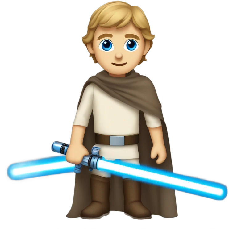 star wars  Luke skywalker with blue eyes holding blue light saber  emoji