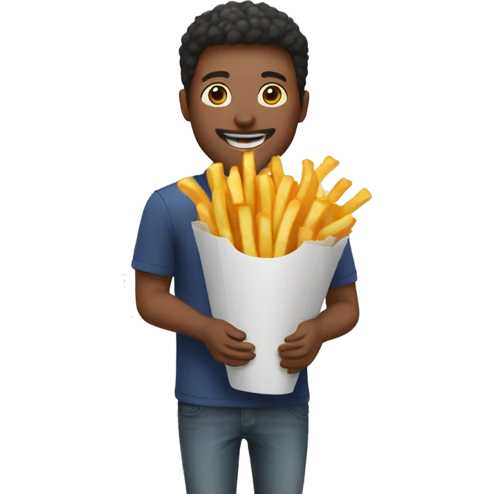 guy gifting french fries bouquet emoji