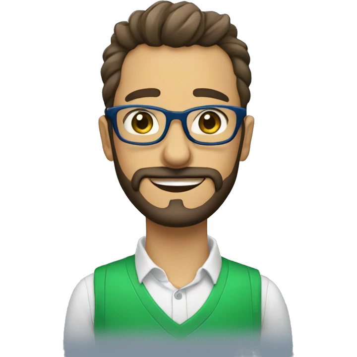 aulto con lentes barba y camisa azul y verde emoji