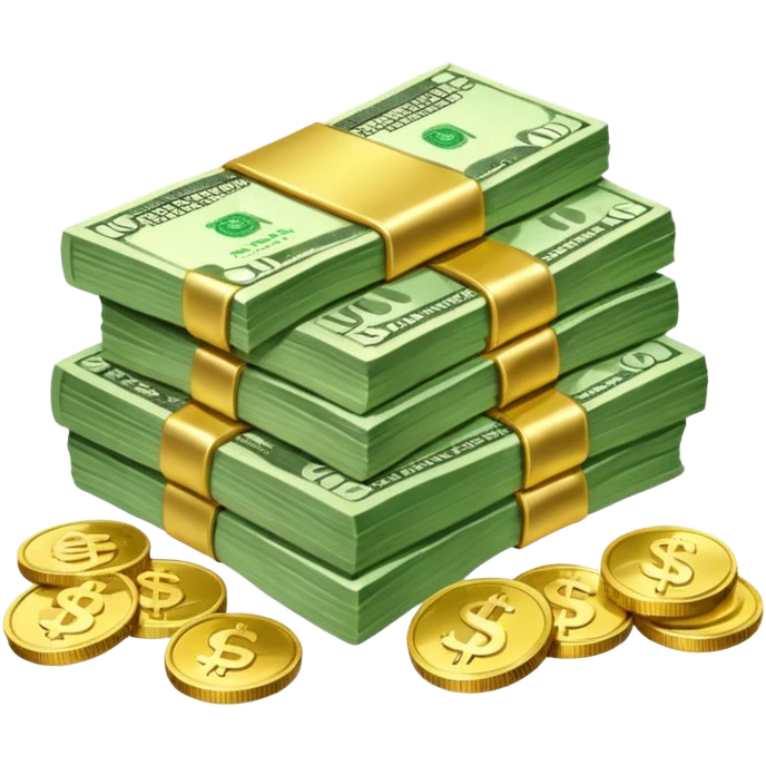 a lot of money and a small amount of money emoji