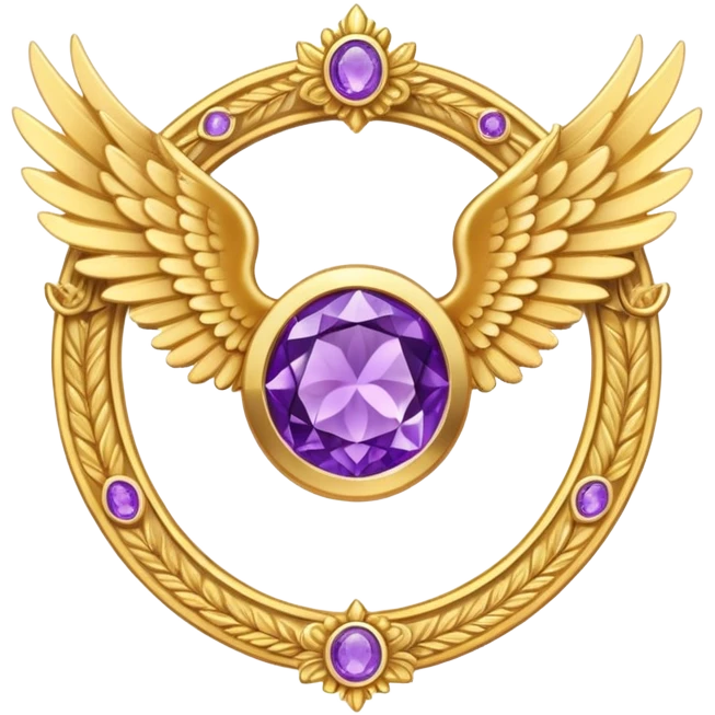 4th place award Number in frame decorated with golden angel  wings and amethyst  stone emoji