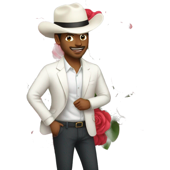 Hombre blanco dando rosas emoji