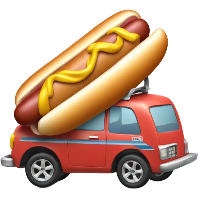 Hot dog in a car with skis emoji