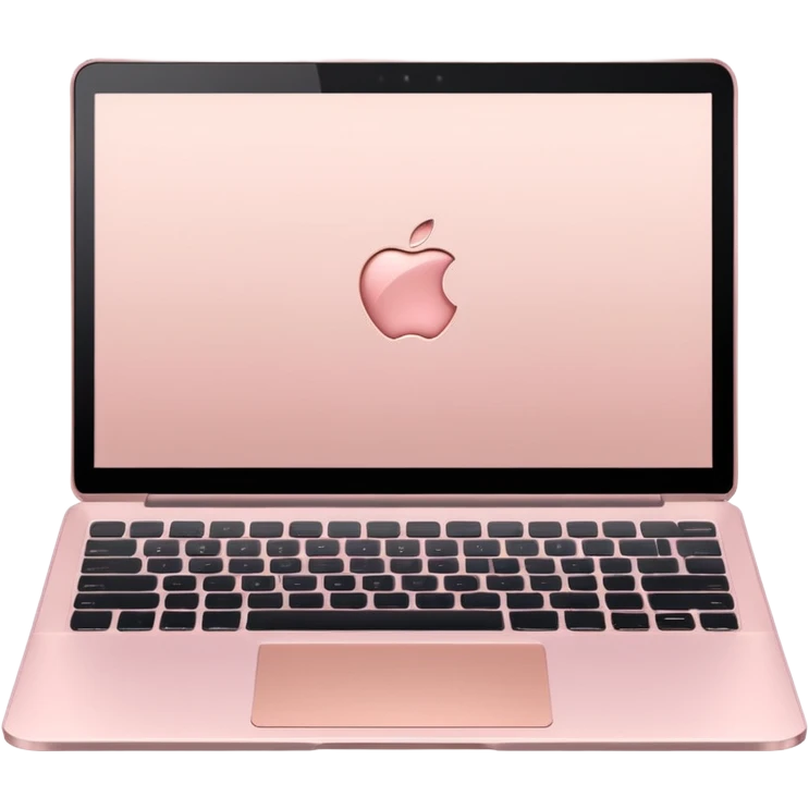 Pastel pink laptop with sleek design, metallic rose gold accents, high-end look emoji