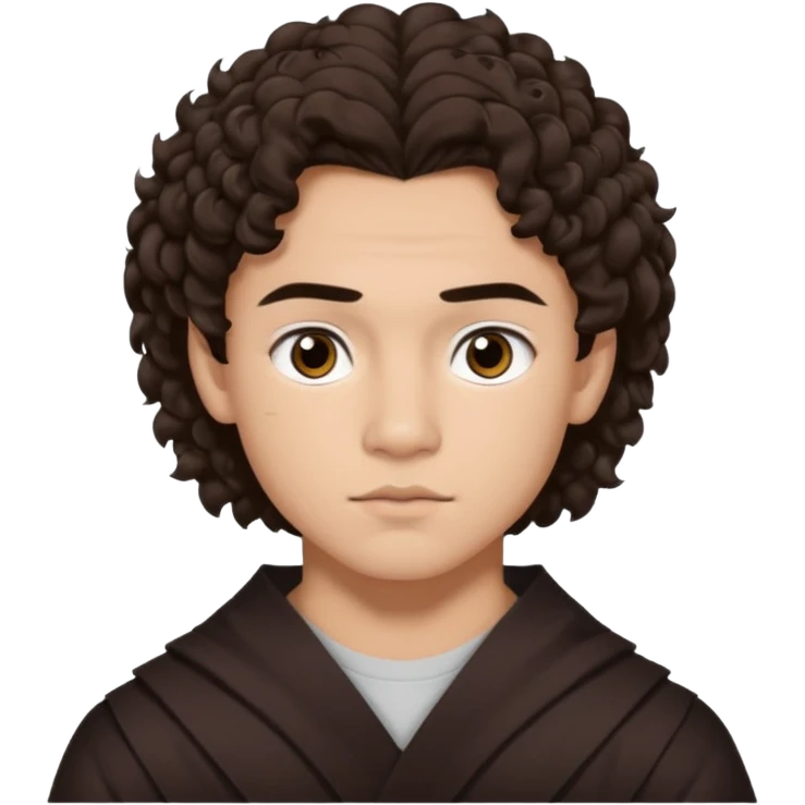 Conan gray (he has dark brown curly hair that is quite long, brown eyes, thick dark brown eyebrows, Asian heritage) emoji