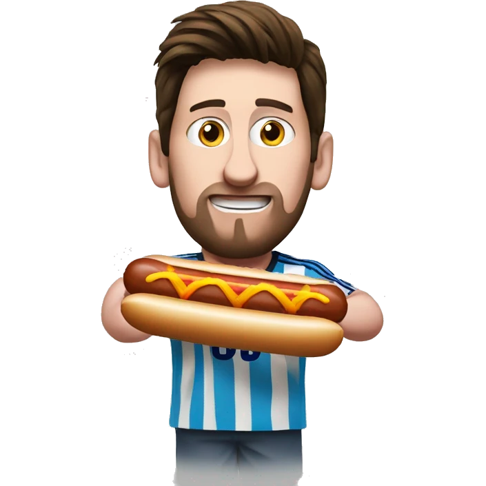 Messi eats hot dog emoji