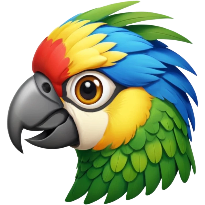 Flying parrot with a face view emoji