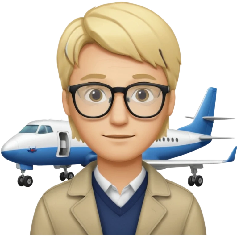 блондин man студент в Америке на фоне самолета  emoji