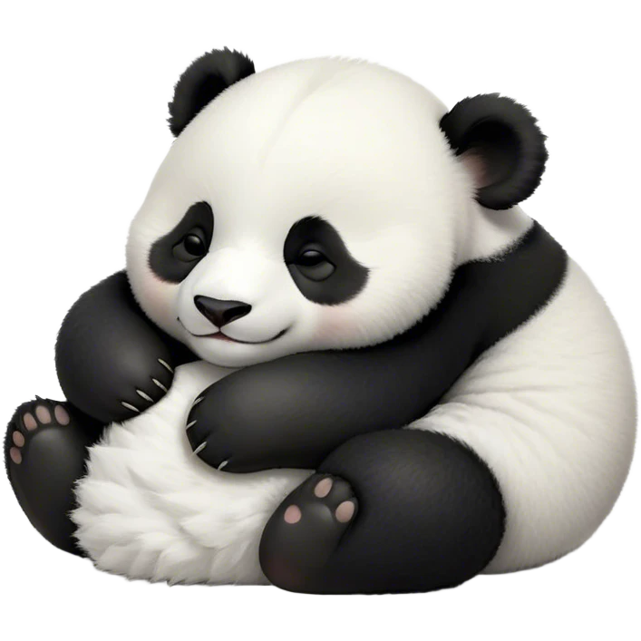 Meme-Worthy Cute Sleeping Baby Panda Portrait Emoji, Head resting peacefully with a contented smile, showcasing a tiny, irresistibly fluffy build and a luxuriously soft black and white Fur, eyes shut in a serene, restful nap, Simplified yet hilariously adorable features, highly detailed, glowing with a soft, drowsy light, high shine, relaxed and utterly lovable, stylized with an air of playful laziness, bright and heartwarming, soft glowing outline, capturing the essence of a comically sleepy baby panda, so meme-worthy it feels like it could instantly become the next viral sensation of adorable slumber! emoji